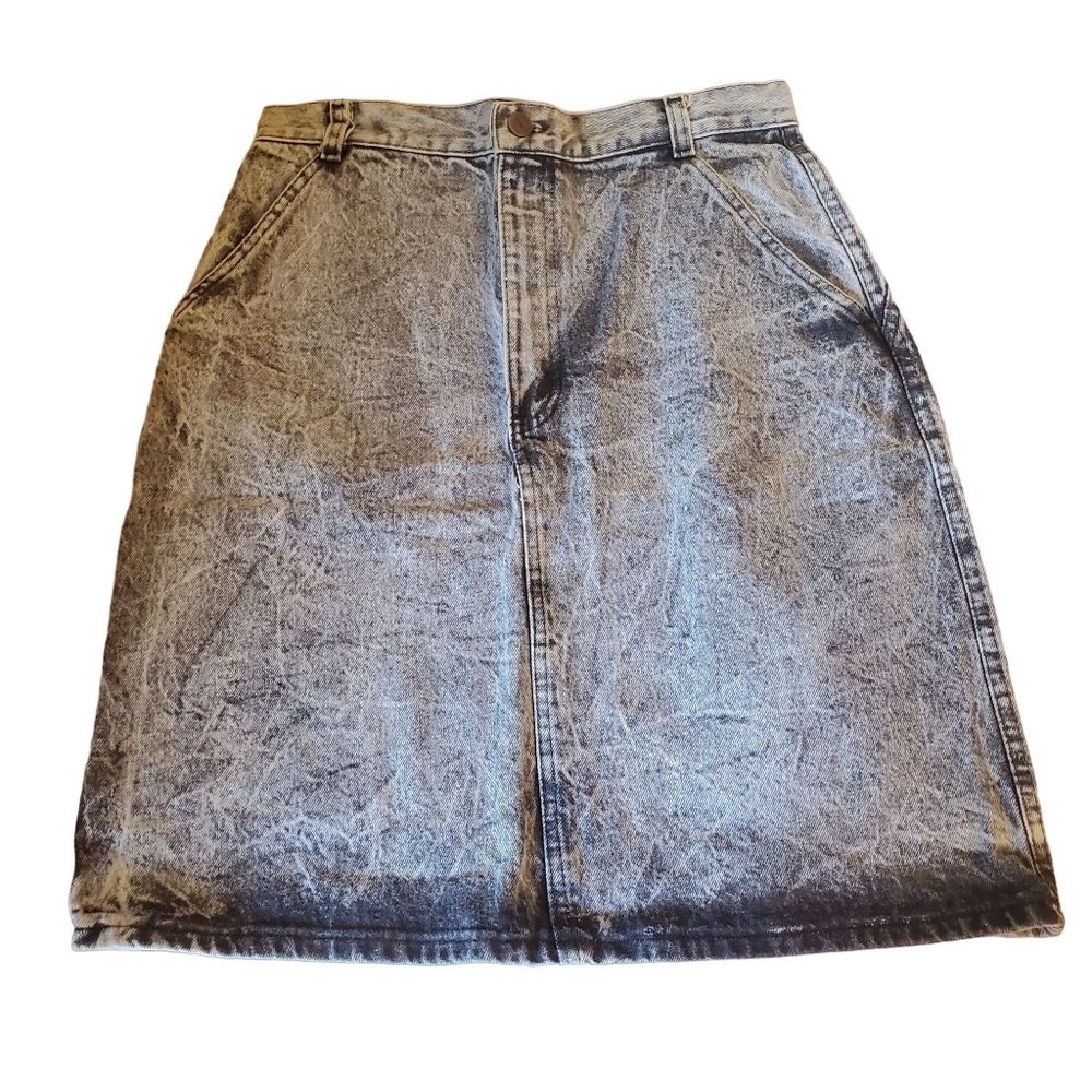 Sostanza 11 Black‎ Acid Wash Jean Denim Pencil Skirt High Waisted Vintage Grunge